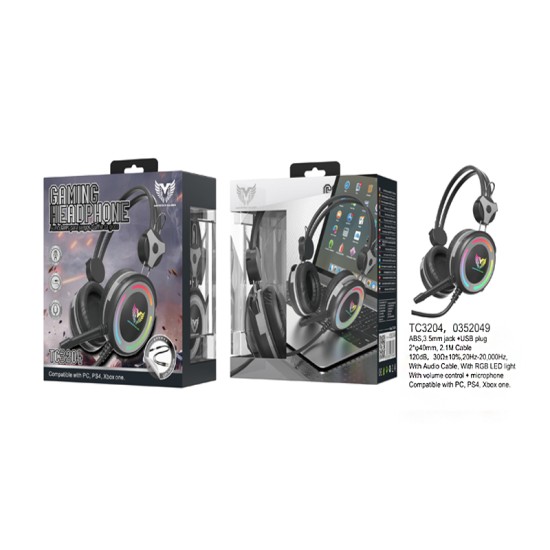 MTK GAMING HEADPHONES TC3204 GR+NE WITH CABLE GRAY+BLACK MTK GAMING HEADPHONES TC3204 GR+NE WITH CABLE GRAY+BLACK